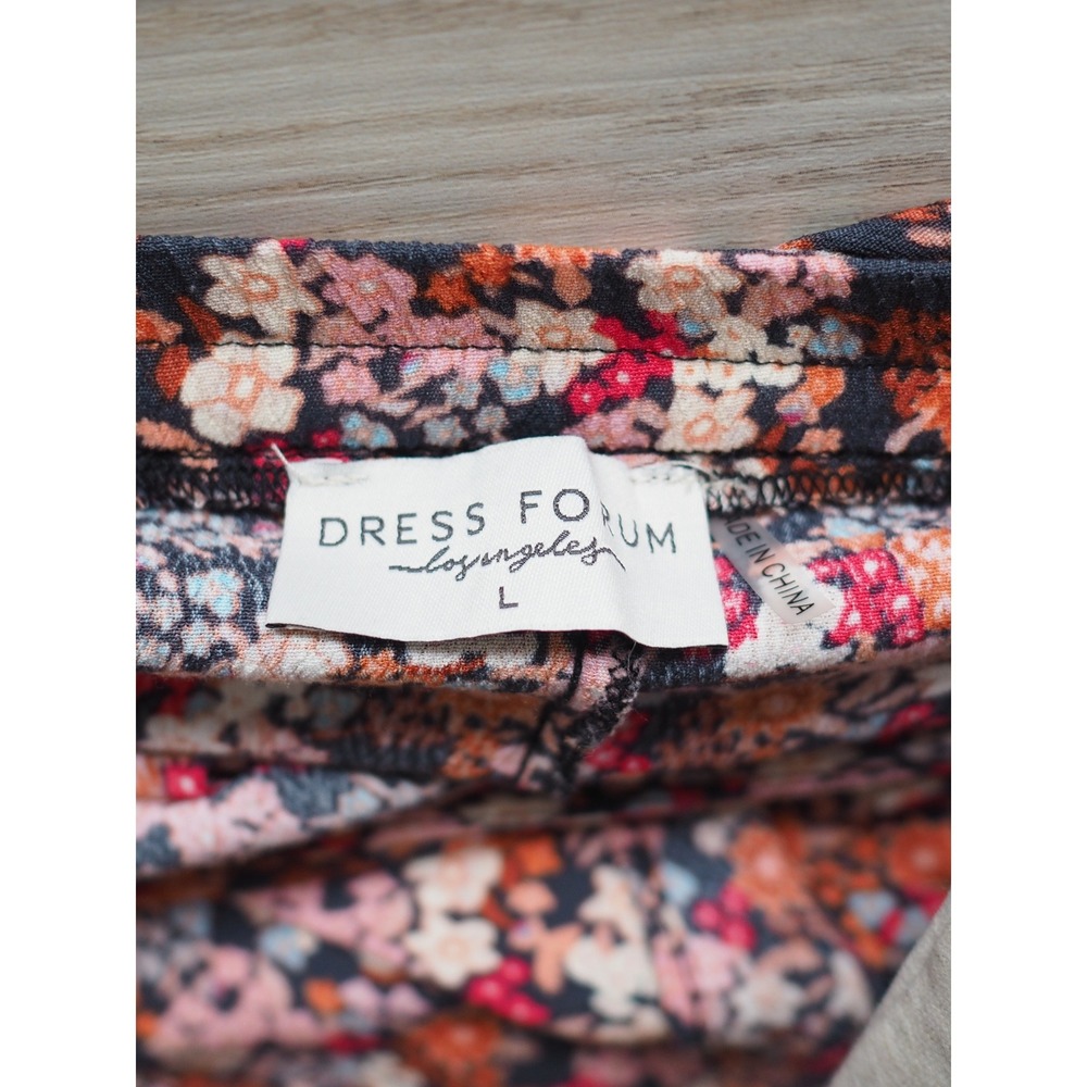 Dress Forum Floral Ruffle High-Low Maxi Skirt Pink Orange Boho Large Excellent - Picture 6 of 9